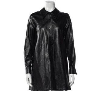 No 6 Store black vegan leather shirt shift dress mini long sleeve goth edgy vamp
